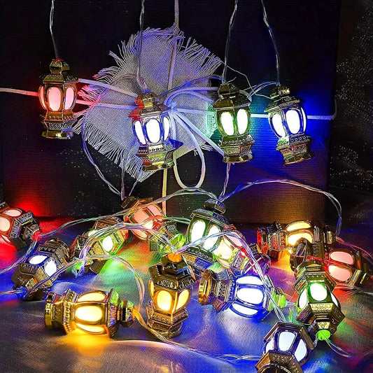 Ramadan Eid String Light 20 LEDs Mubarak Decorations Lantern Moon Star Battery Operated for Muslim Islamic Home Garden Patio