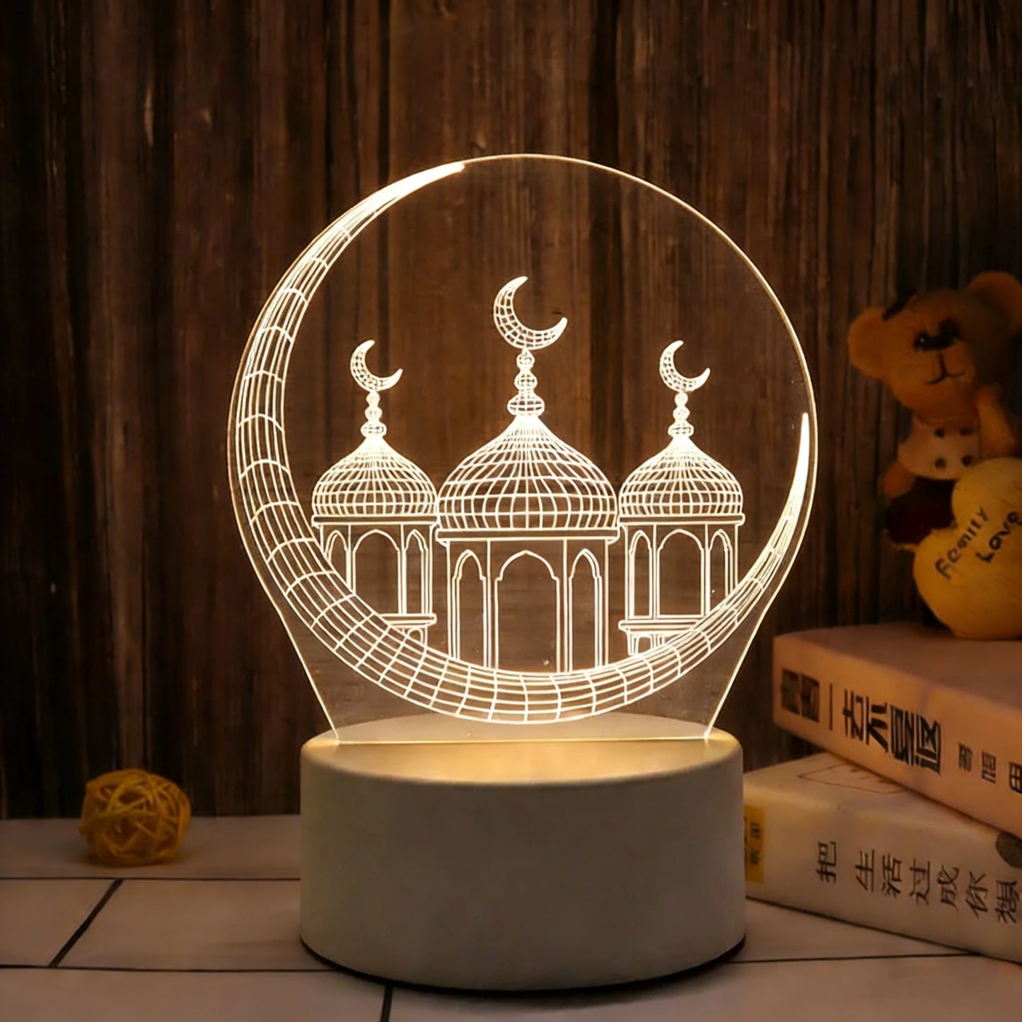 Moon 3D LED Night Lights Ramadan Decor Islam Muslim Festival Home Party Supplies Atmosphere Lamp Gift USB Eid Mubarak Ornaments