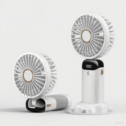 C5 Handheld Neck Desk Fan 5 Speed Digital Display Ultra Quiet Makeup Fan for Women Desktop Clip Fan Office 3 in 1 Portable Fan