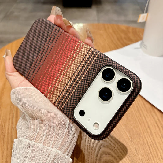 Colourful Kevlar Carbon Fibre Pattern Magnetic Phone Case For iPhone 17 16 15 14 Pro Max Plus Air 13 12 11 Wireless Charge Cover