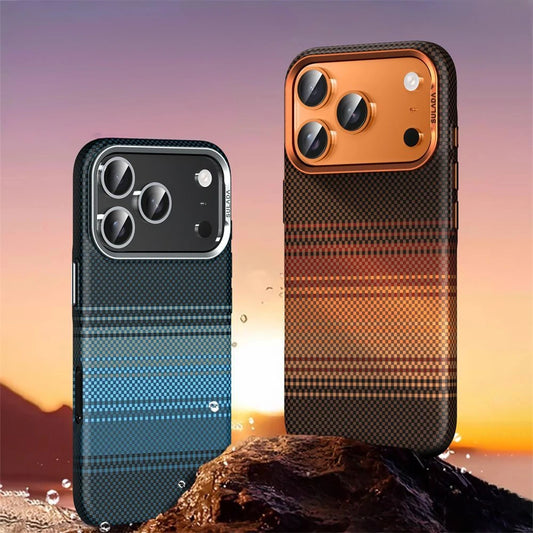 Business Carbon Fiber Inside Magsafe Case for iPhone 17 Pro Max 17Pro Metal Lens Protect Hard Armor Cover for iPhone 16 Pro Max