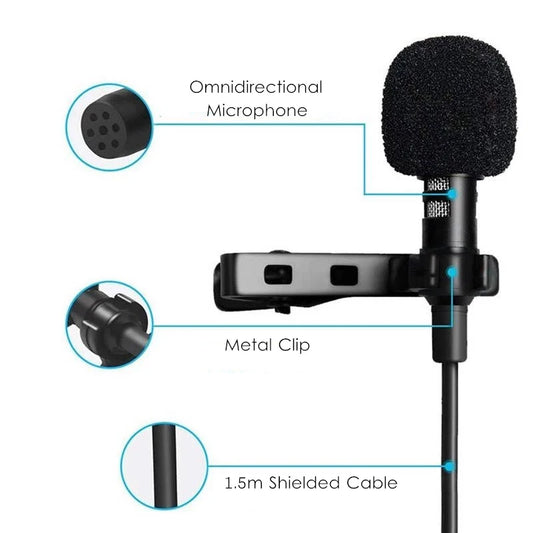 Portable Mini Lavalier Microphone Metal Clip Lapel Mic Wired 3.5mm/Type-C/USB For Mobile Phone Laptop DSLR Camera Lound Speaker