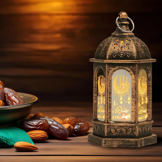 Ramadan Lantern LED Eid Mubarak Gift Muslim Home Decor Eid Al Adha Festival Night Light Wind Lantern Ornament