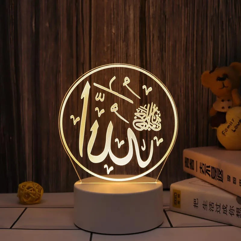 Moon 3D LED Night Lights Ramadan Decor Islam Muslim Festival Home Party Supplies Atmosphere Lamp Gift USB Eid Mubarak Ornaments