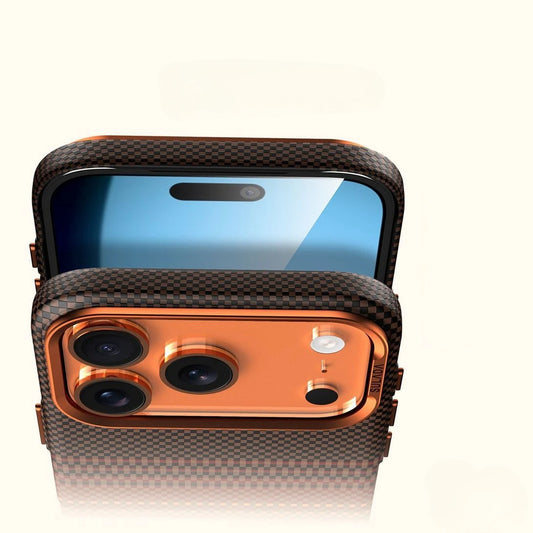 Business Carbon Fiber Inside Magsafe Case for iPhone 17 Pro Max 17Pro Metal Lens Protect Hard Armor Cover for iPhone 16 Pro Max