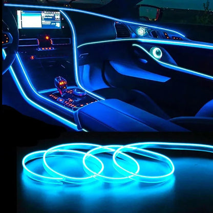 Car Interior Atmosphere Lighting LED Strip DIY Flexible EL Cold Light Line Tube With USB Auto Decoration Ambient Lamp
