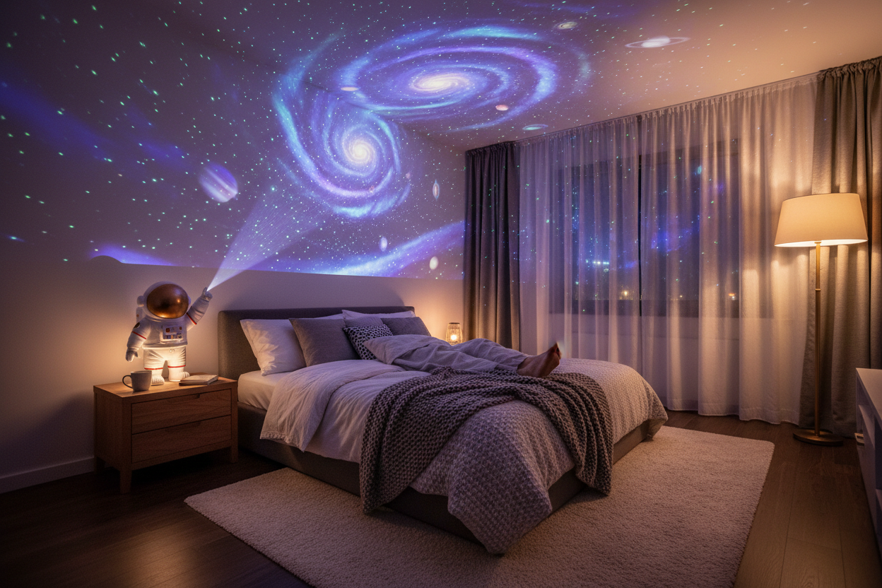 Turn any room into a breathtaking galaxy with the Astronaut Projector . Featuring vibrant nebula effects and sparkling green stars, this decorative lamp doubles as a fun night light, party essential, and relaxation aid—all in one cosmic design.
in normal life style